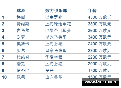 职业足球运动员薪资分析与比较